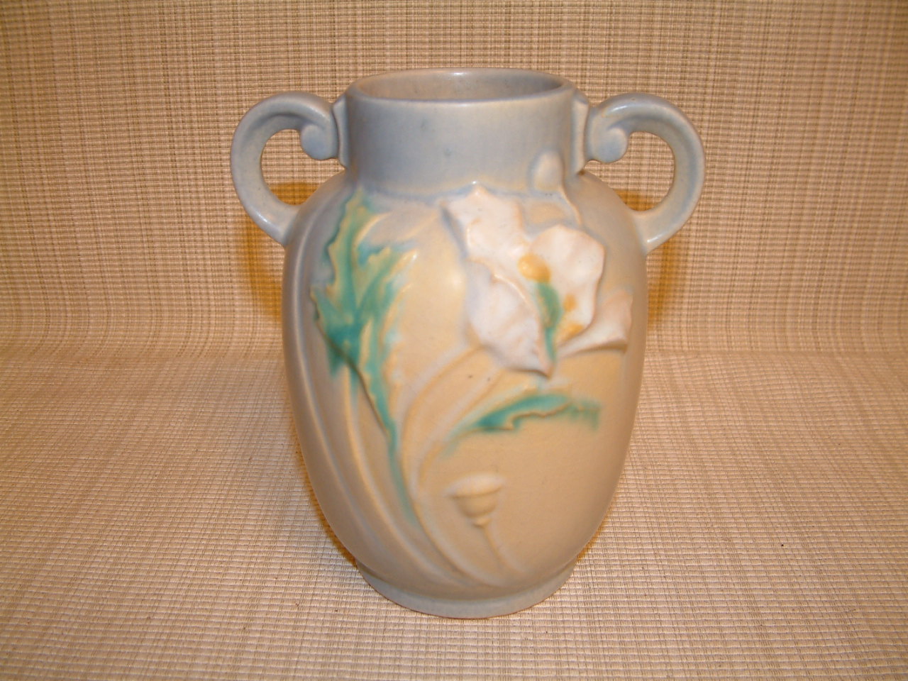 Roseville Soft Blue Poppy Vase #867-6 - Image 3
