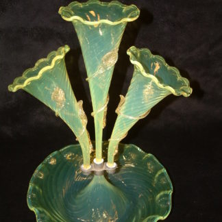 Bright Vaseline Glass Venetian Epergne