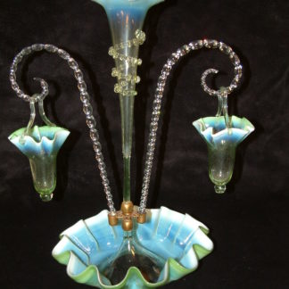 Green Opalescent Single Flute with Baskets