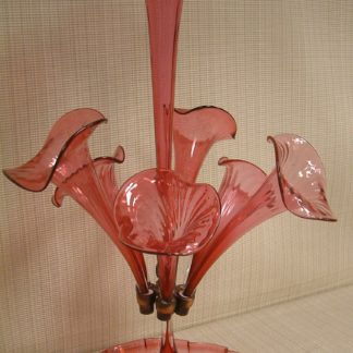 Victorian Cranberry 7 Flute Epergne