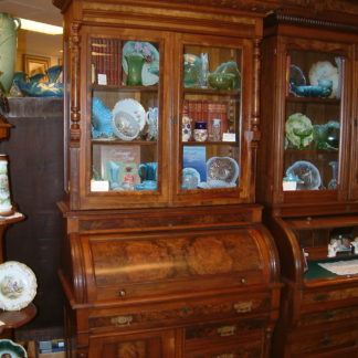 Fancy Crested Walnut Cylinder Roll Desk