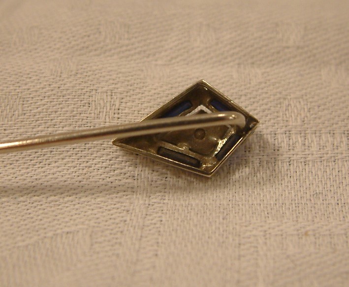 Diamond & Sapphires Stick Pin / Lapel Pin 14K Gold - Image 4