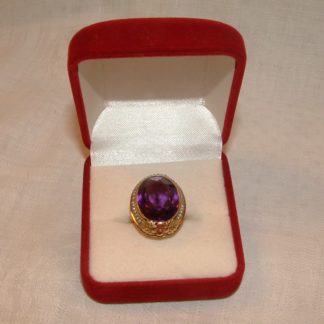 Antique Art Nouveau 14K Gold Amethyst & Seed Pearl Ring