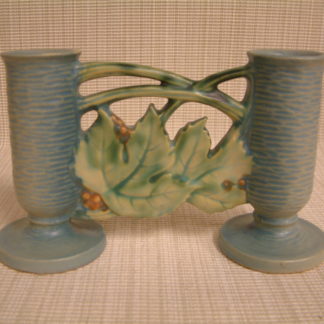 Roseville Blue Bushberry Double Vase # 158-4 1/2