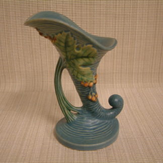 Roseville Blue Bushberry Cornucopia Vase #153-6"