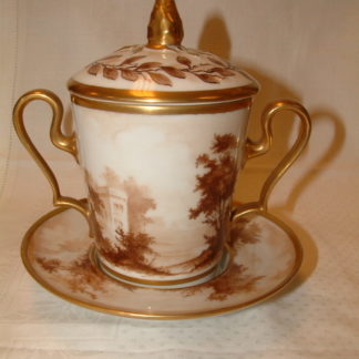 Old Paris Covered Chocolate Trembleuse Cup & Saucer SOLD