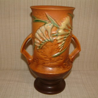 Roseville Terra Cotta Freesia Handled Vase  #123-9"