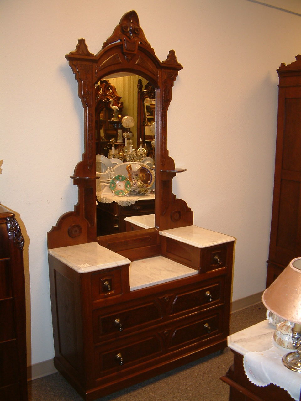 Walnut Renaissance Drop Center Dresser