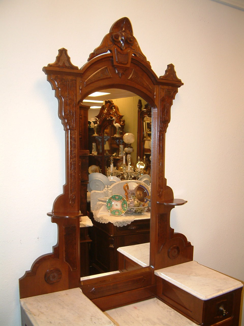 Walnut Renaissance Drop Center Dresser - Image 3