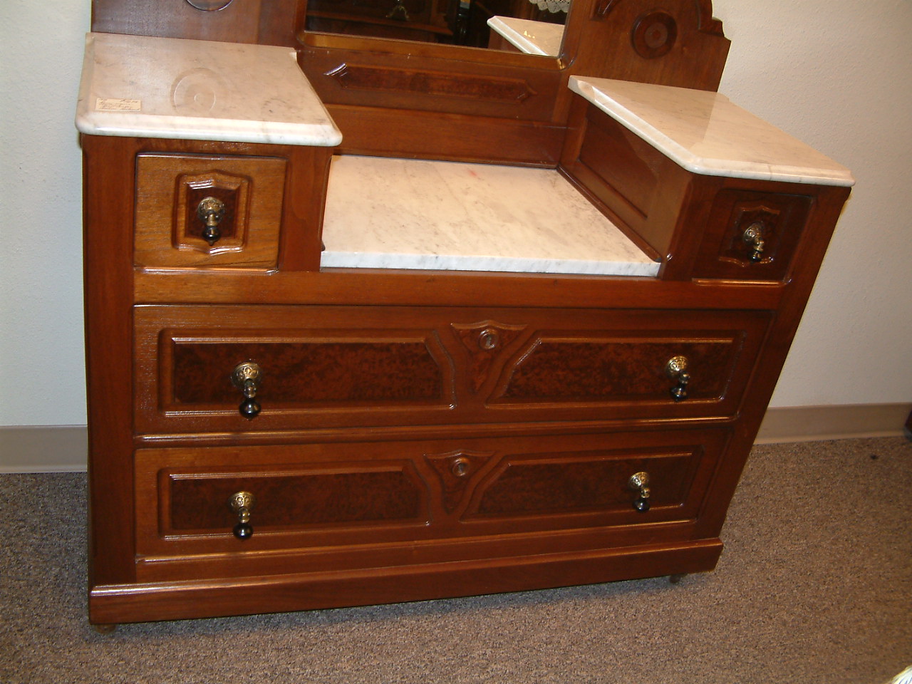 Walnut Renaissance Drop Center Dresser - Image 4