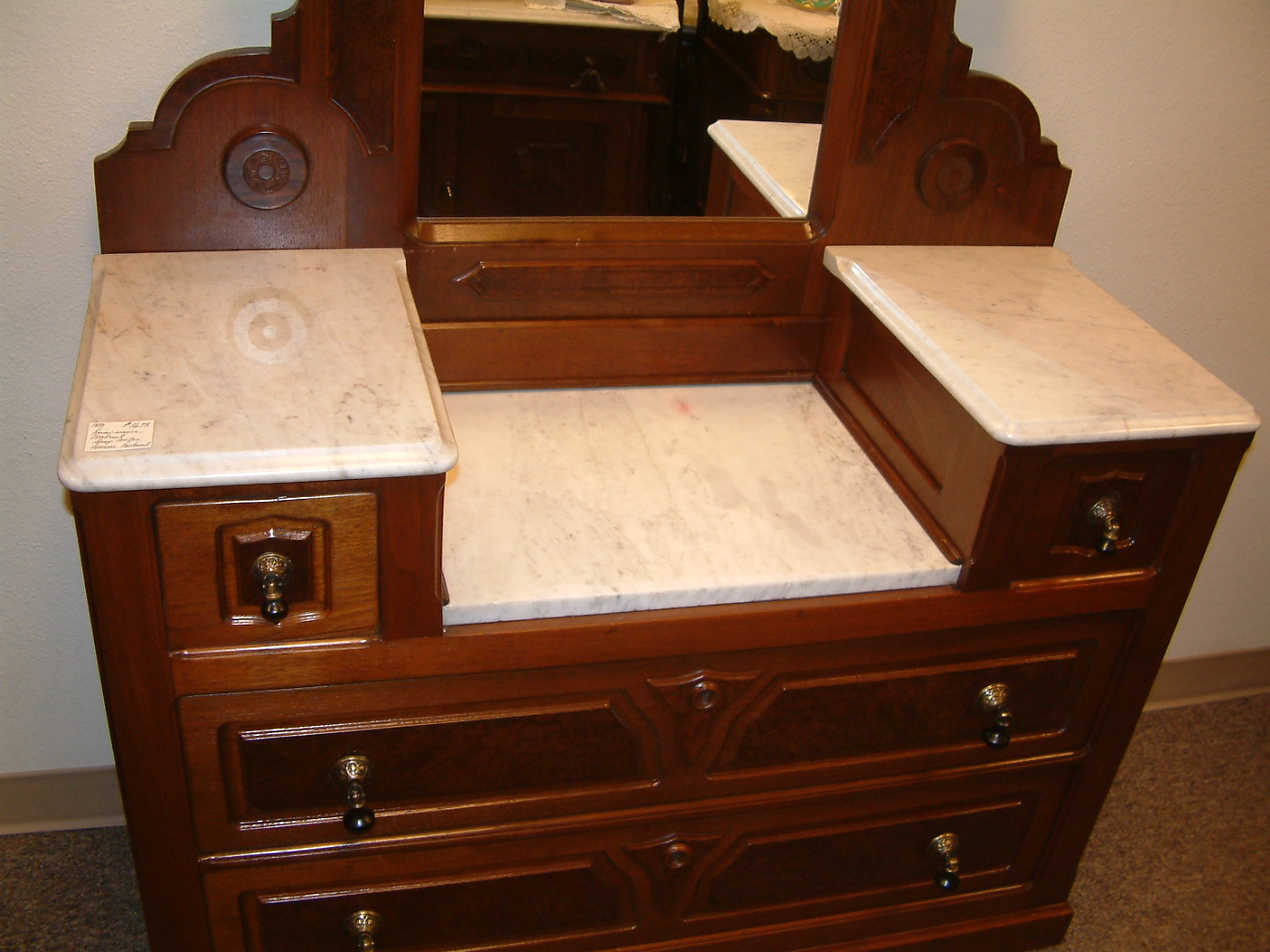 Walnut Renaissance Drop Center Dresser - Image 5