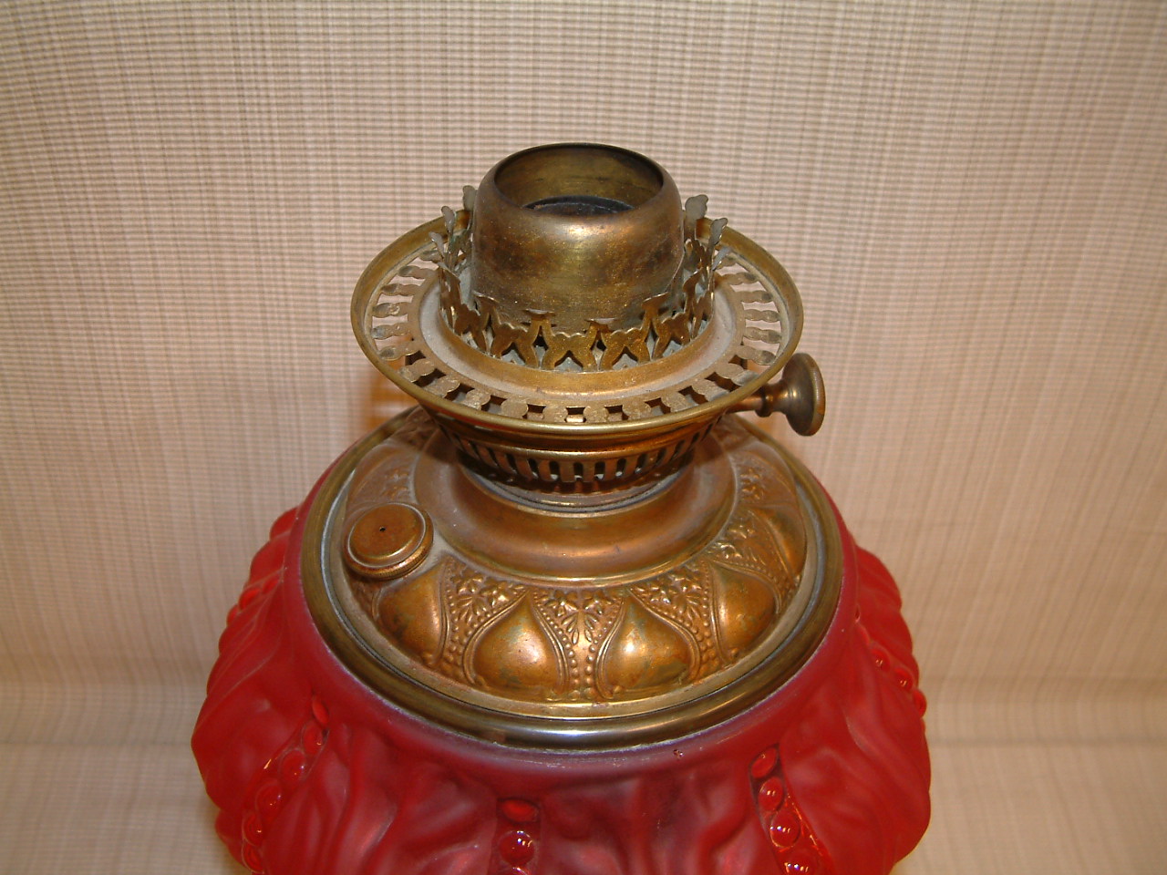 Red Satin Glass Beaded Drape Lamp - Image 4