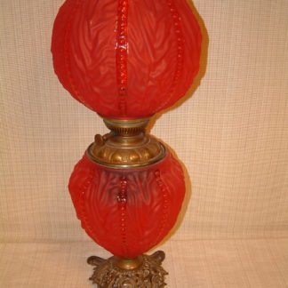 Red Satin Glass Beaded Drape Lamp