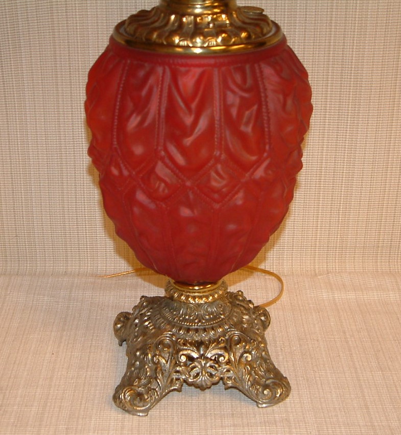 Red Satin Glass Diamond Drape Lamp - Image 6