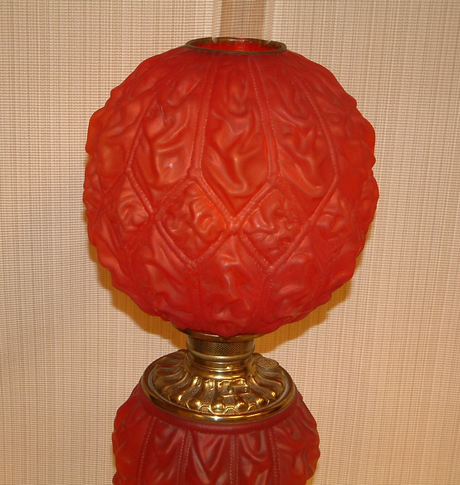 Red Satin Glass Diamond Drape Lamp - Image 5