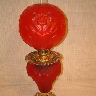 Red Satin Glass Regal Iris Lamp