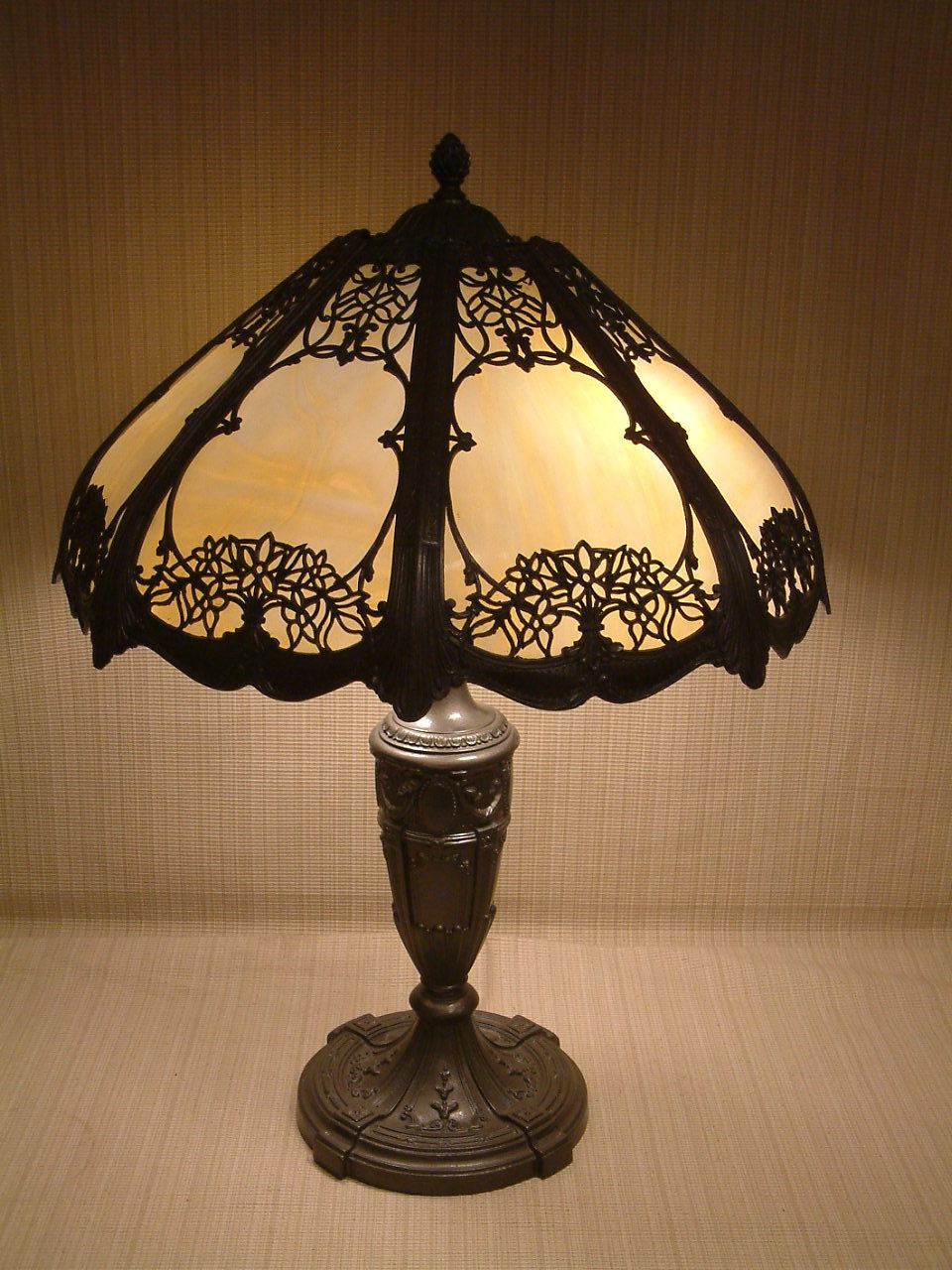 Caramel Paneled Slag Glass Lamp SOLD - Image 11