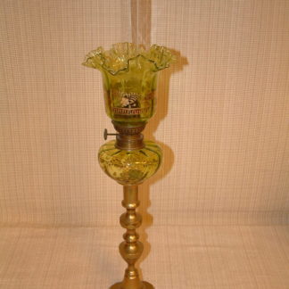 Victorian Peg Lamp Green Ruffled Shade