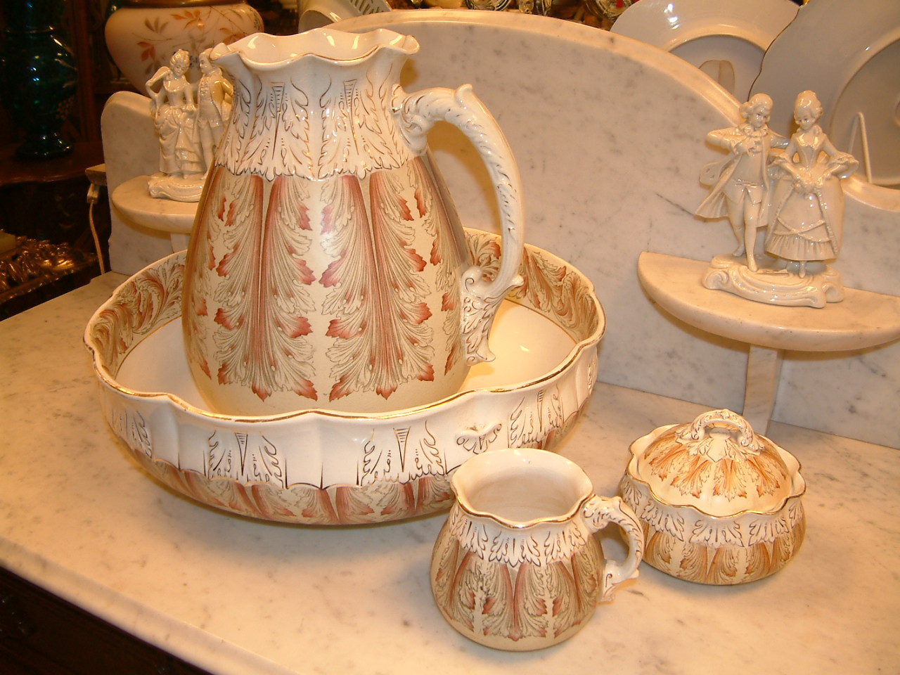 Beautifully Decorated Pitcher & Bowl Set