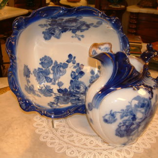 Doulton Flow Blue Pitcher & Bowl SOLD