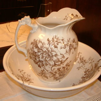 Bourne & Leigh Brown Transferware Pitcher & Bowl