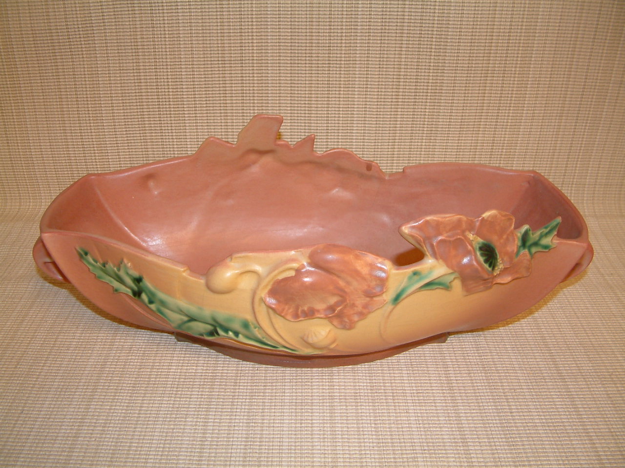 Roseville Poppy Pink Large Centerpiece Bowl #340-14 - Image 3