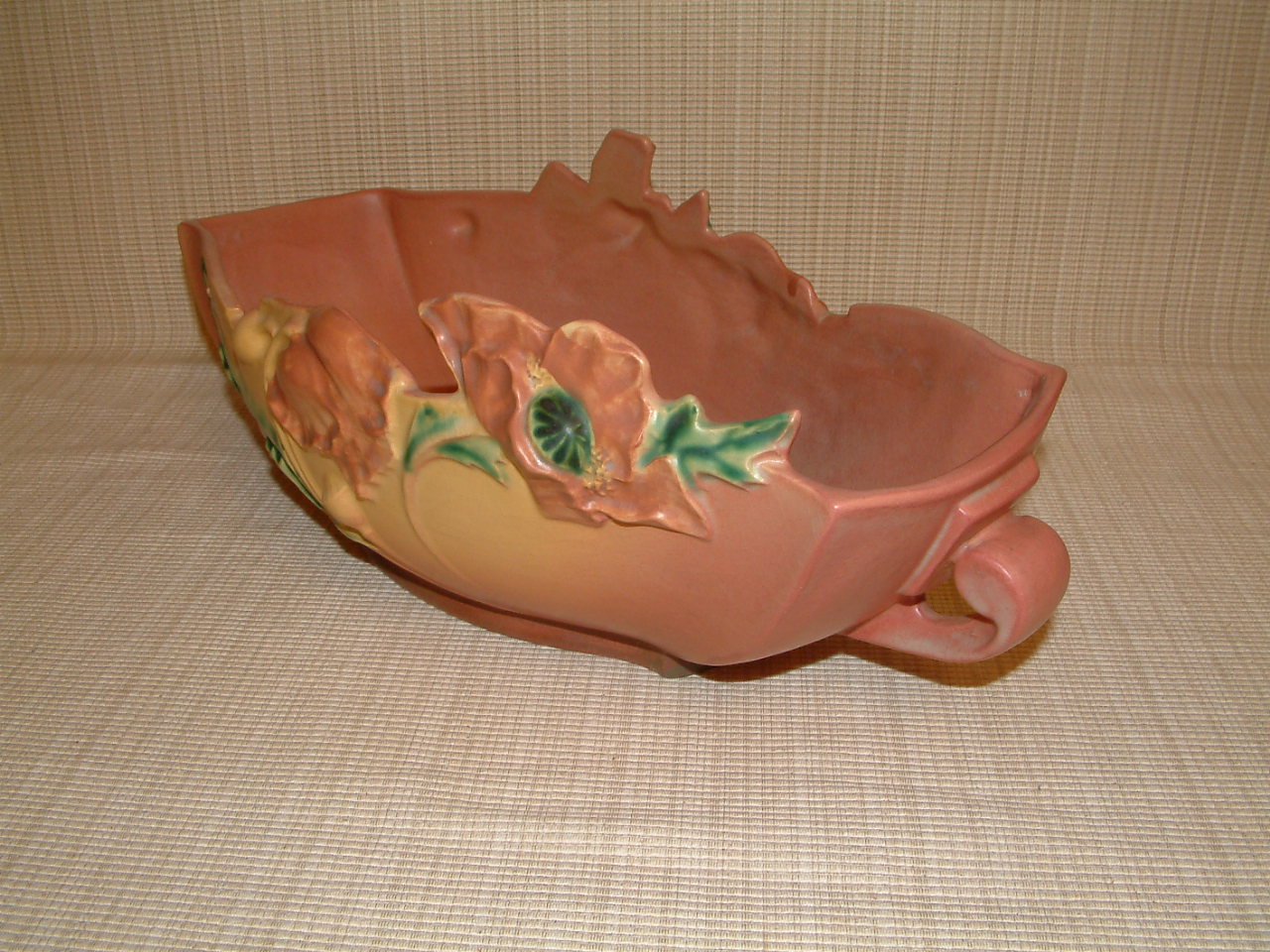 Roseville Poppy Pink Large Centerpiece Bowl #340-14 - Image 4