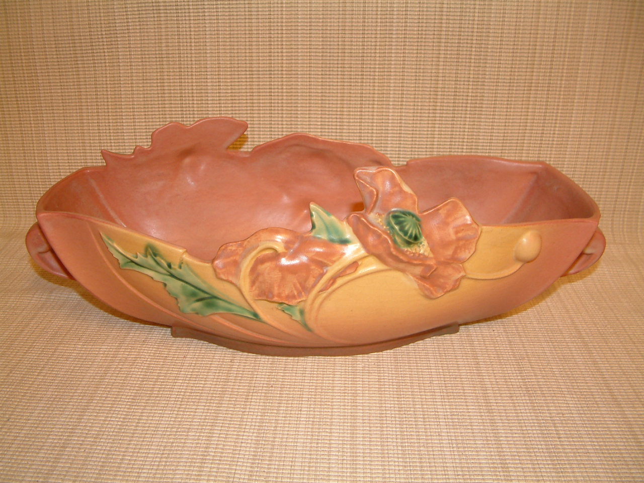 Roseville Poppy Pink Large Centerpiece Bowl #340-14 - Image 6
