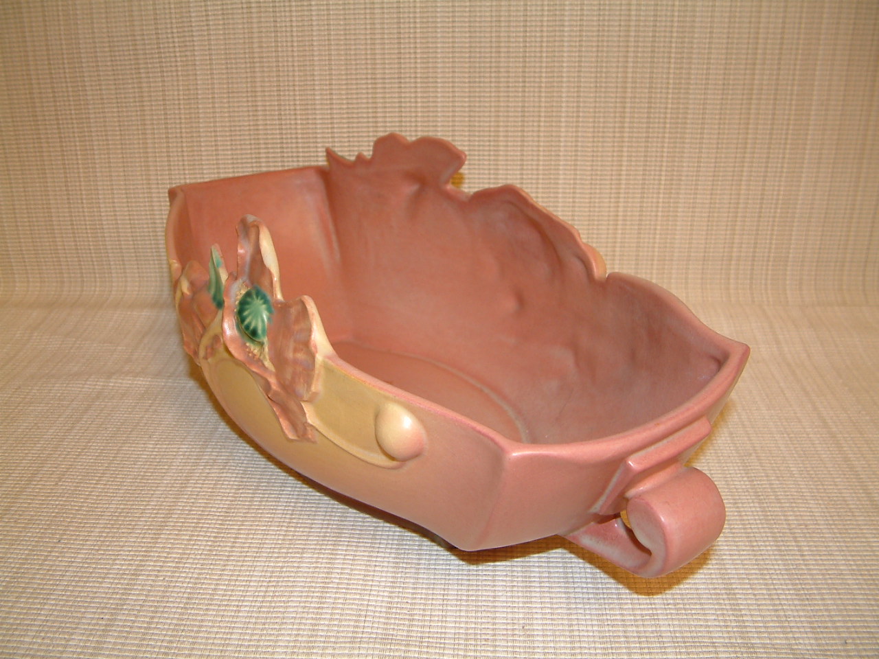 Roseville Poppy Pink Large Centerpiece Bowl #340-14 - Image 7
