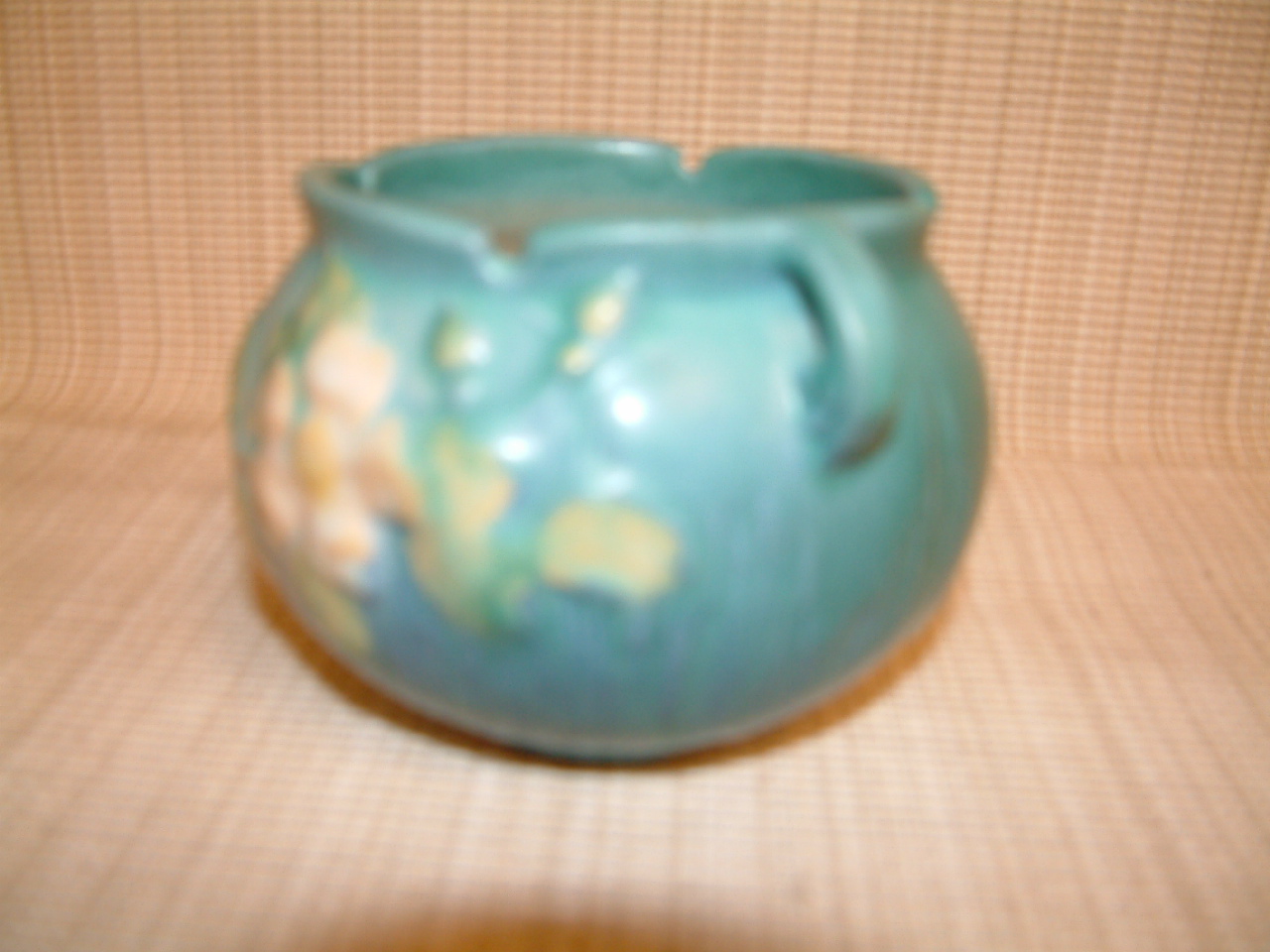 Roseville Blue "White Rose" Small Jardiniere Pot #653-3" - Image 8