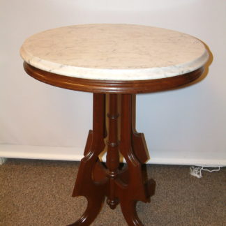 Walnut & Marble Top Oval Small Table