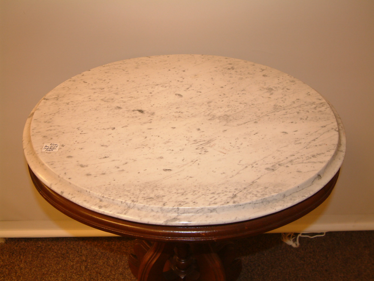 Walnut & Marble Topped Oval Parlor Table - Image 3