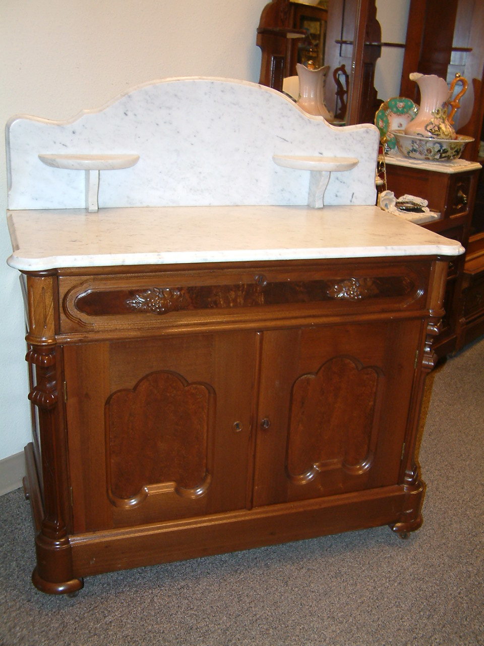 Walnut Marble Top Washstand