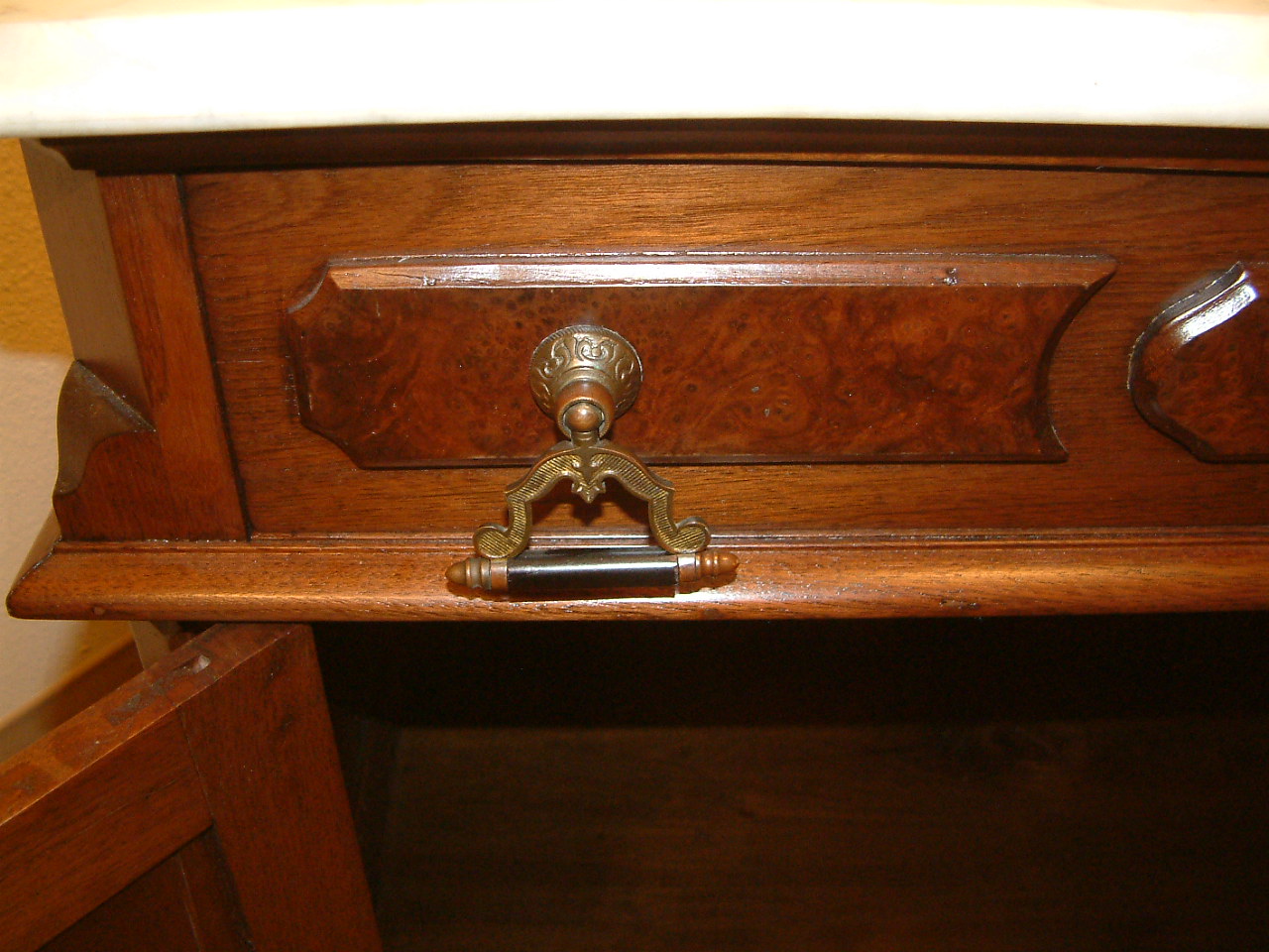 Walnut Marble Top Washstand Nightstand - Image 2