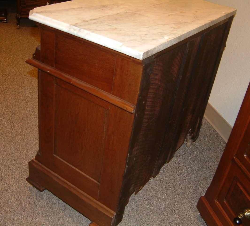 Walnut Marble Top Washstand Nightstand - Image 9