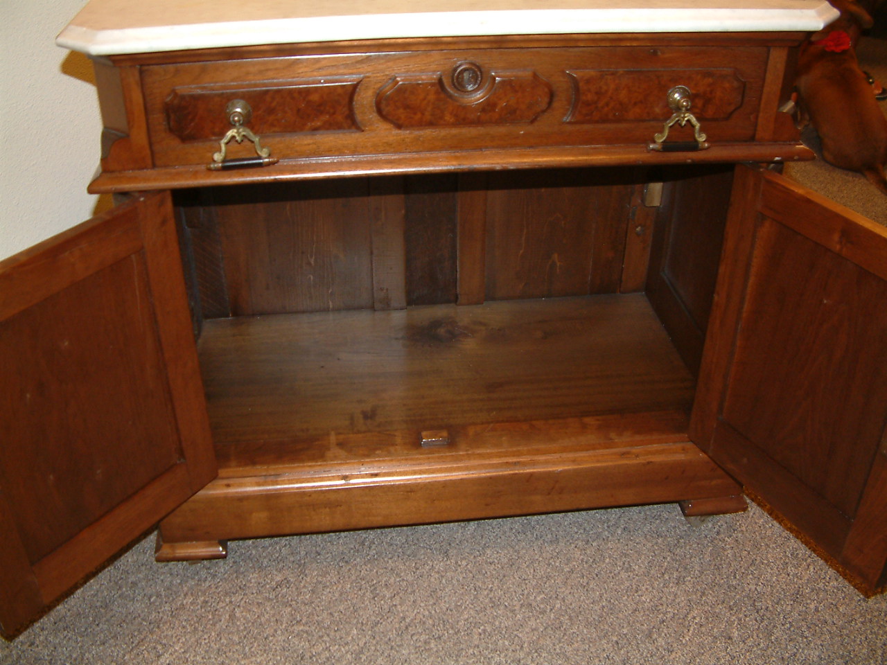 Walnut Marble Top Washstand Nightstand - Image 10