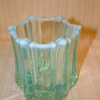 Fenton Aqua Opalescent Paneled Six Sided Bowl