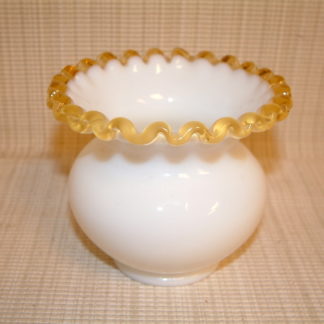 Fenton Gold Crest Crimped Edge Rose Bowl