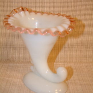 Fenton Rose Crest Cornucopia Vase