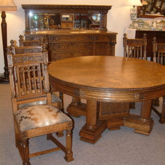 Massive Oak Gothic Style Dining Set,  Robert Mitchell