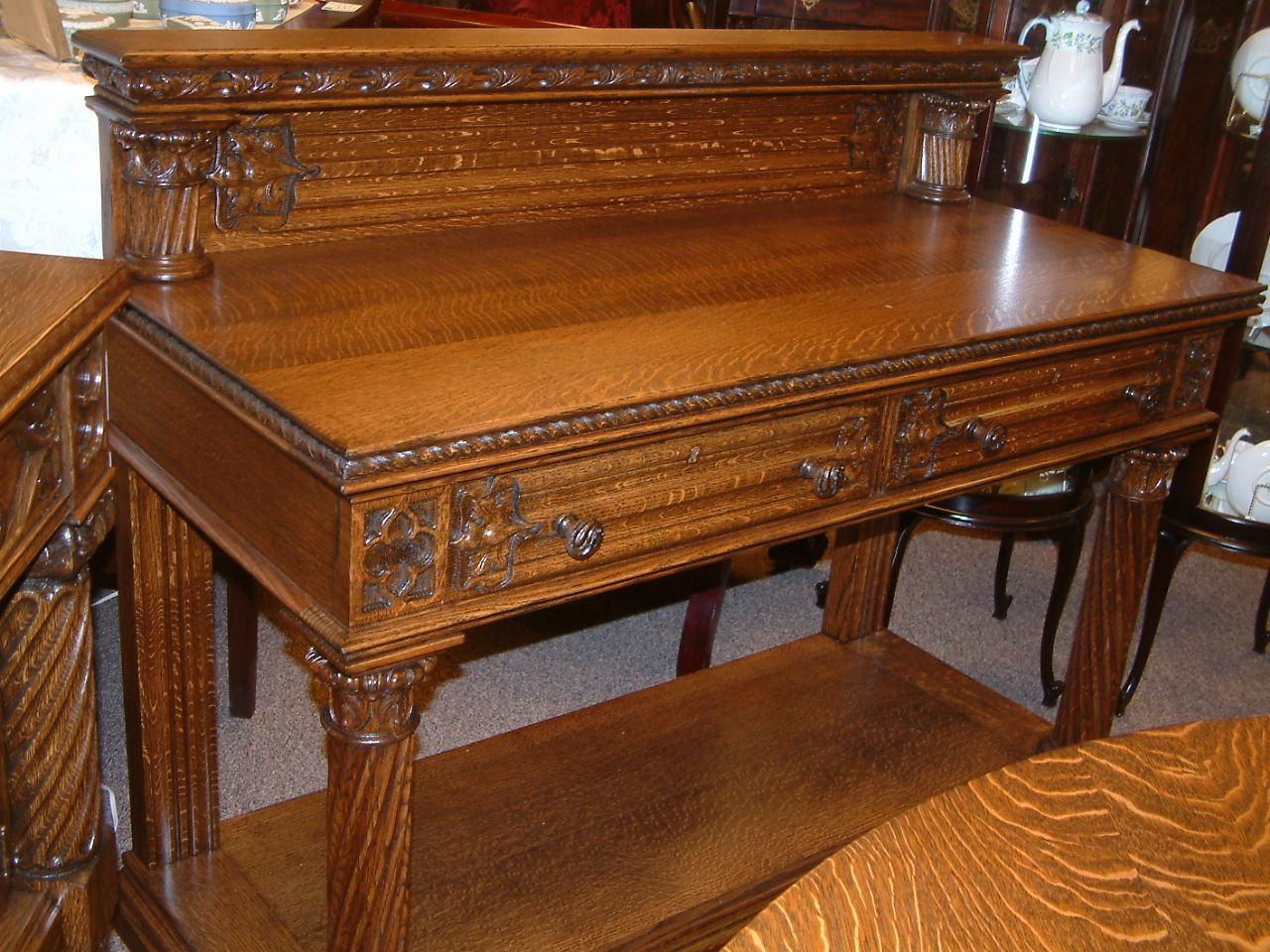 Massive Oak Gothic Style Dining Set, Robert Mitchell - Image 5