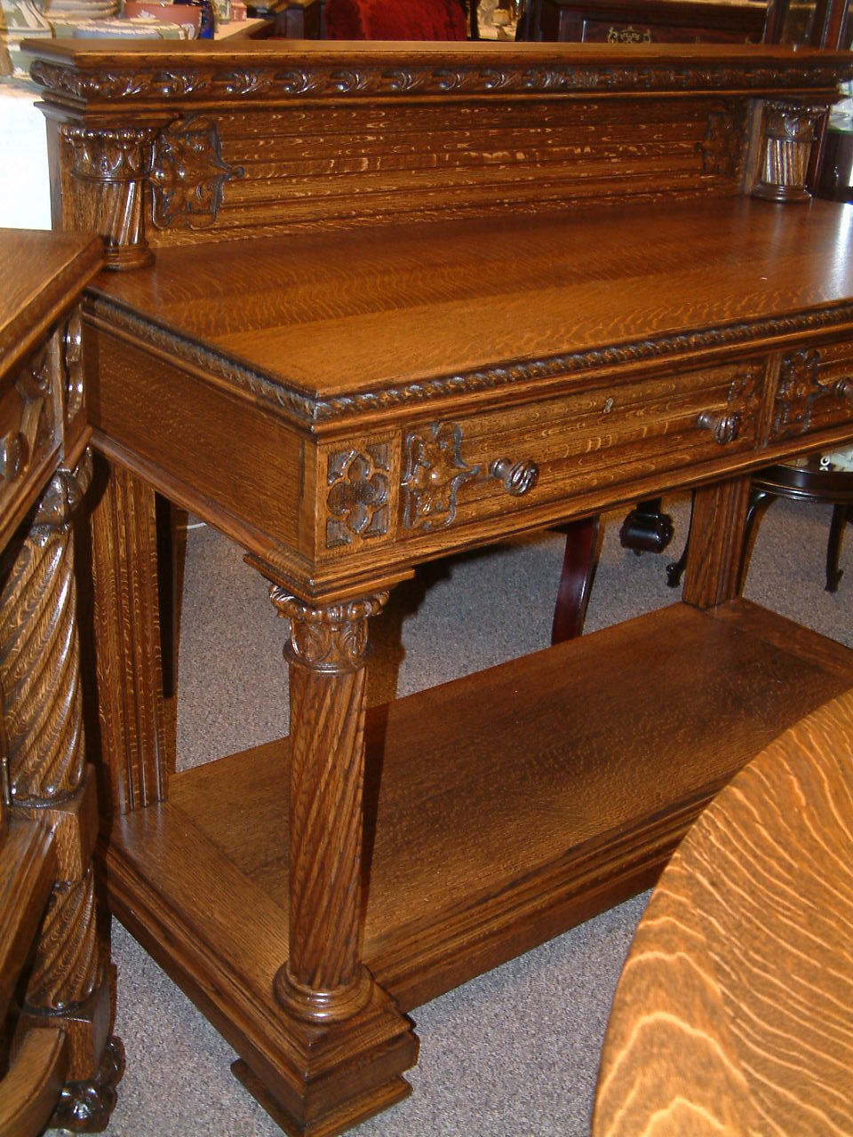 Massive Oak Gothic Style Dining Set, Robert Mitchell - Image 6