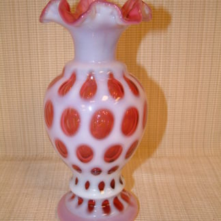 Fenton Cranberry  Coin Dot Tall Vase