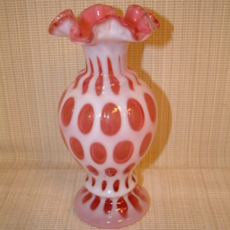 Fenton Cranberry  Coin Dot Tall Vase