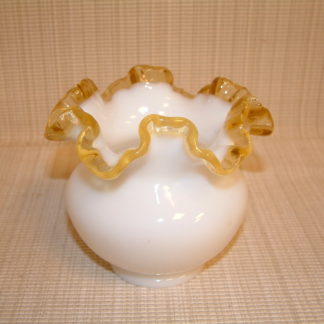 Fenton Gold Crest Double Crimped Rose Bowl