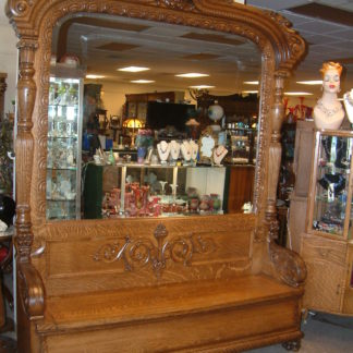 Incredible Massive Highly Carved Quartersawn Oak Hallbench   SOLD