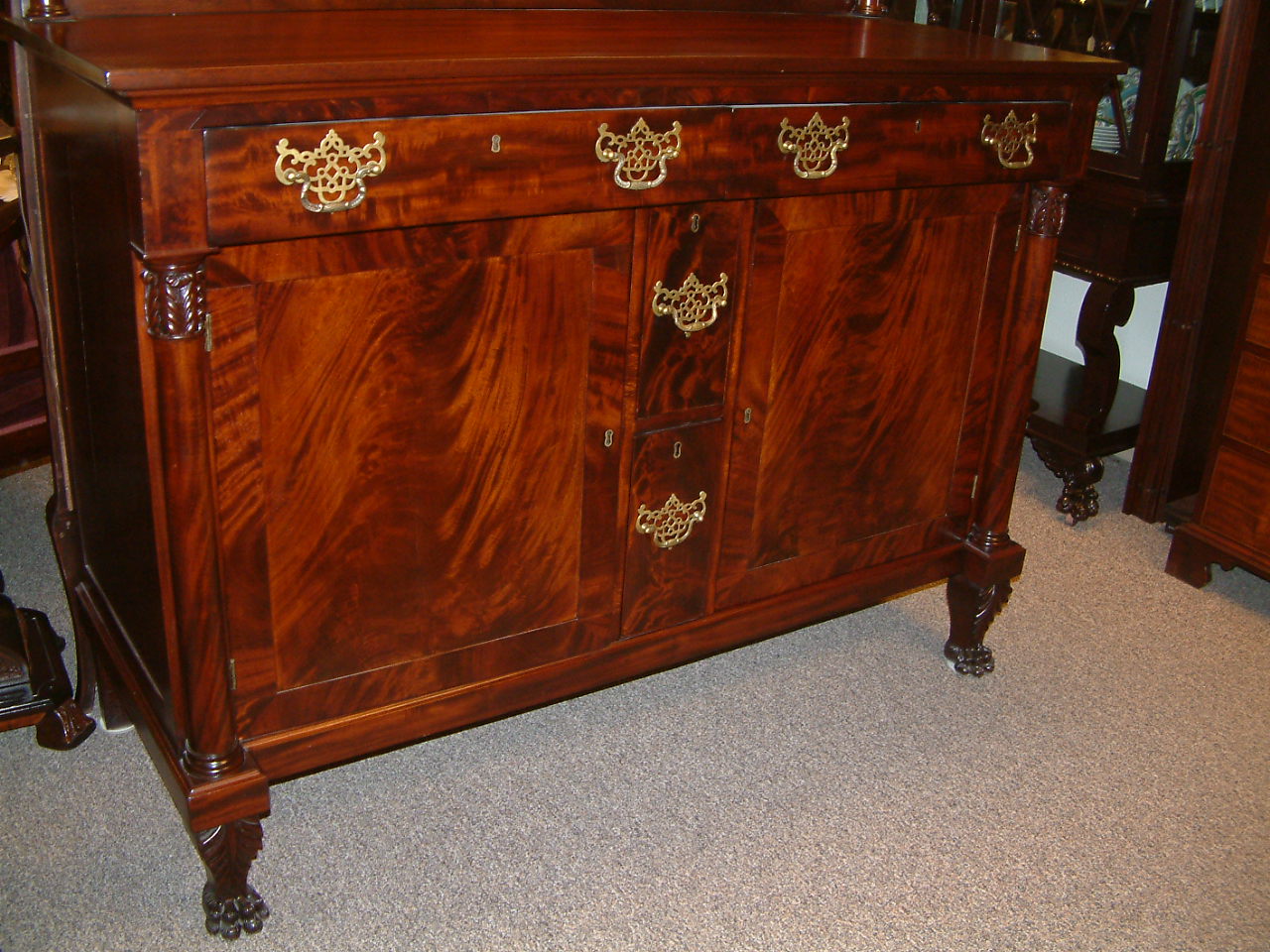 Mahogany Pre Civil War Era Empire Buffet - Image 4
