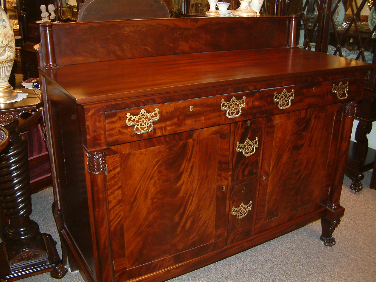 Mahogany Pre Civil War Era Empire Buffet - Image 5