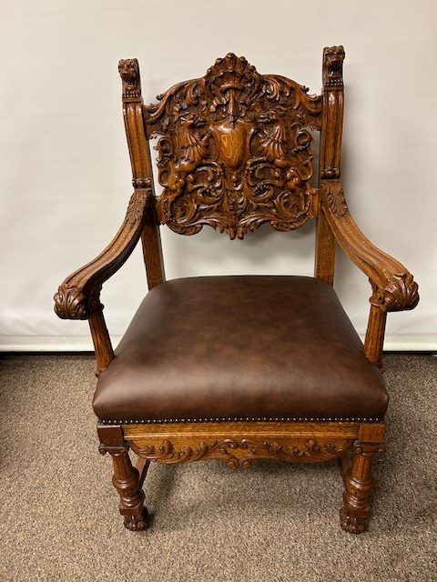 Quartersawn Oak Heavy Carved R J Horner Dining Chairs - Image 3