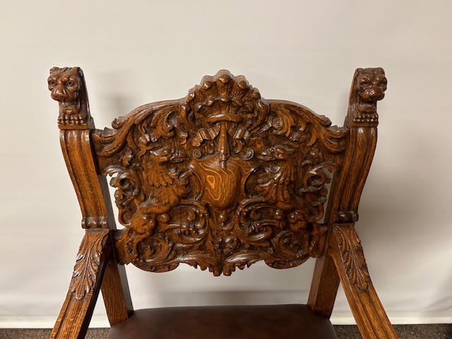 Quartersawn Oak Heavy Carved R J Horner Dining Chairs - Image 4